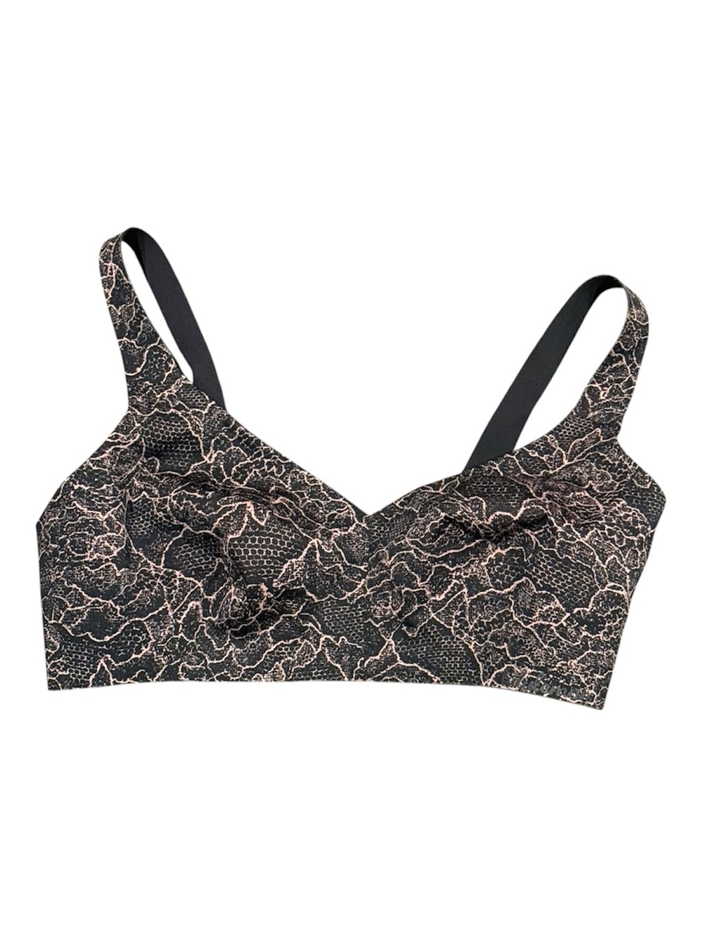 Lululemon Bra 34D Black Pink Floral Lace Print Sports Bra